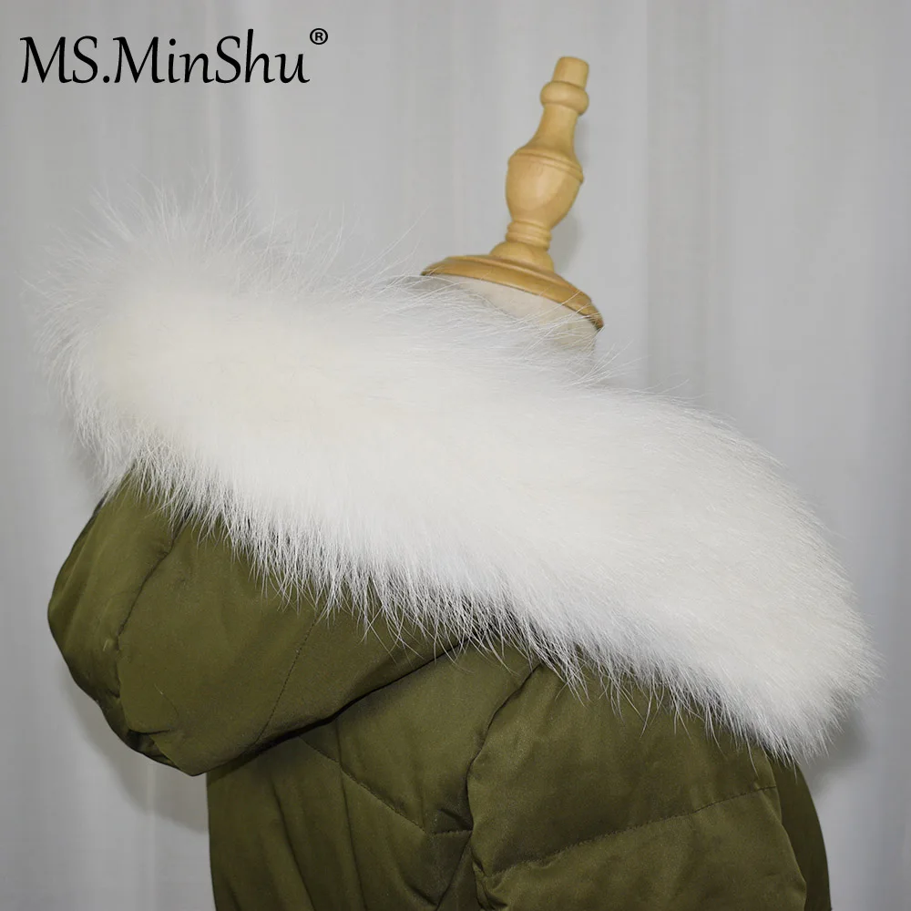 Ms. MinShu/воротник из меха енота; отделка из натурального меха для верхней одежды; Отделка капюшона на заказ; пуховое пальто; отделка мехового капюшона