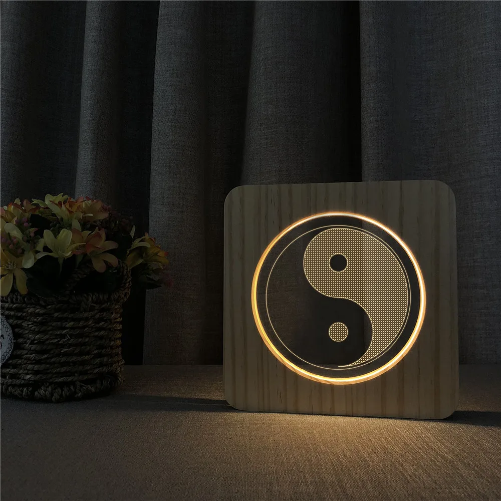 Tai Chi Dao religion 3D USB светодиодный Arylic ночник ламповый светильник переключатель управления врезной светильник для детской комнаты дропшиппинг