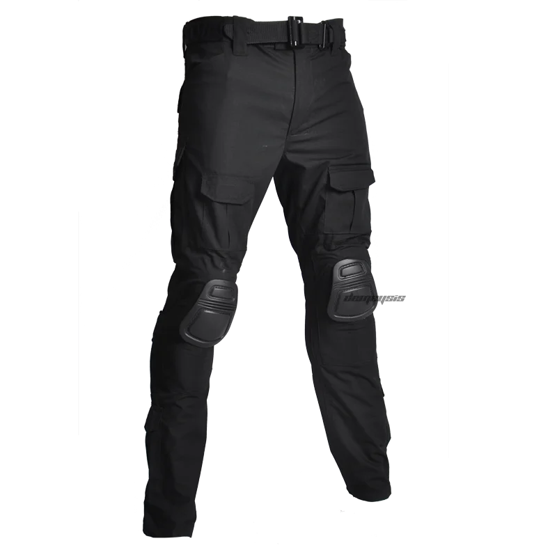 Мужская тактическая Униформа, камуфляжная военная одежда, наборы, страйкбол, пейнтбол, боевые костюмы, одежда для охоты - Цвет: pants black