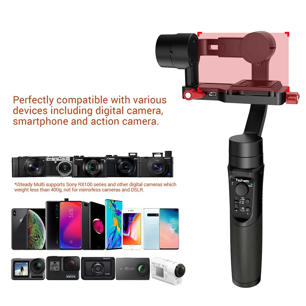 Hohem iSteady мульти 3-осевой ручной шарнирный стабилизатор для камеры GoPro для sony RX100 цифровая экшн-камера смартфона PK Zhiyun Crane M2