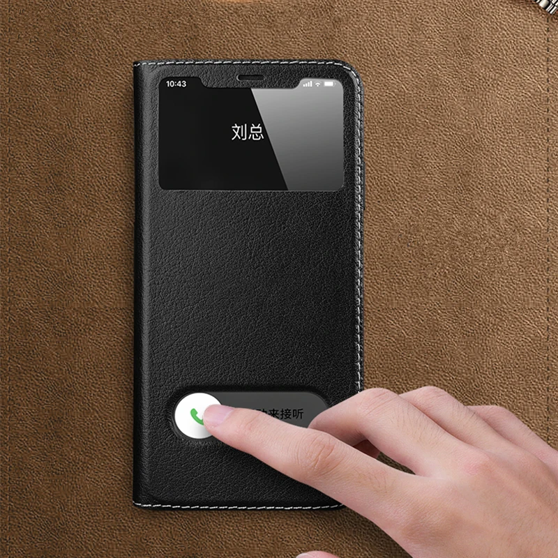 Custodia Flip In Pelle Con Finestra Per IPhone 16 – Azzurro Chiaro, Magnetica, Con Slot Carte