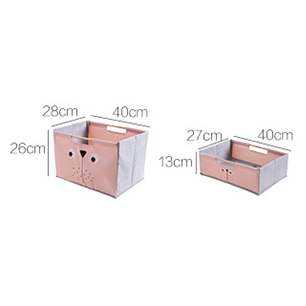 Home Organizer Bedroom Kitchen Pouch Wooden Handle Cartoon Storage Basket Practical Cosmetic Removable Foldable Box Underwear