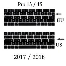 Клавиатура для Macbook Pro 13, 15,,, чехол для клавиатуры A1989, A1990, Силиконовая Водонепроницаемая пленка для клавиатуры