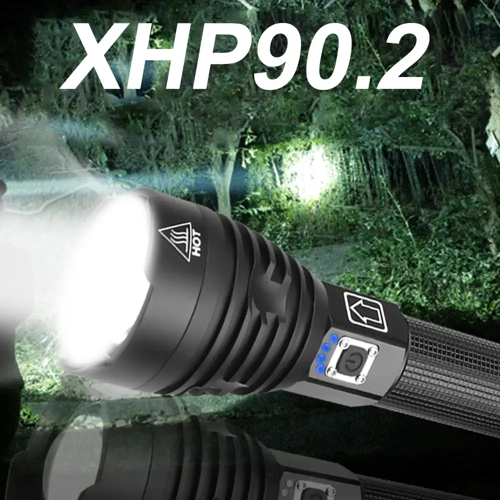 300000 LM xhp90.2 The Most Powerful LED Flashlight USB Rechargeable LED Flashlight xhp90 Strongest XLamp XHP90.2 LEDs Super Flashlight LEDs Torch
