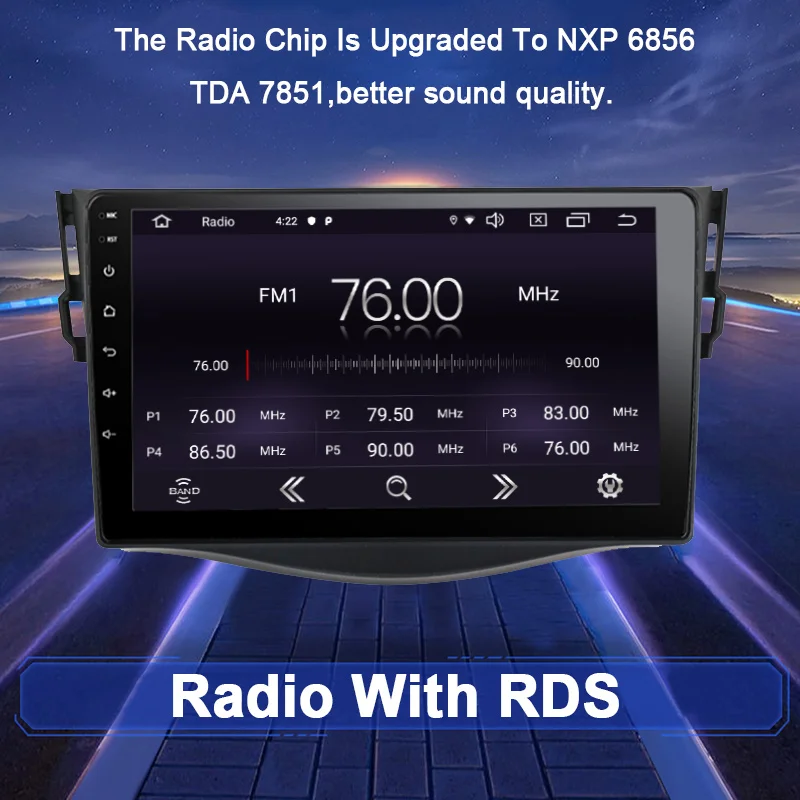 Excellent FUNROVER 2.5D+IPS Car DVD GPS Navigation palyer Android 9.0 Car DVD Player for toyota rav4 2007 2008 2009 2010 2011 car radio bt 4