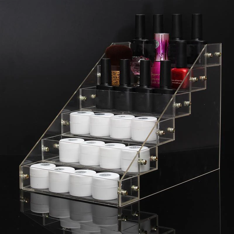 Removable Organizer Storage 6 Tiers Rack Acrylic Clear Nail Polish Cosmetic Varnish Display Stand Holder Manicure Tool