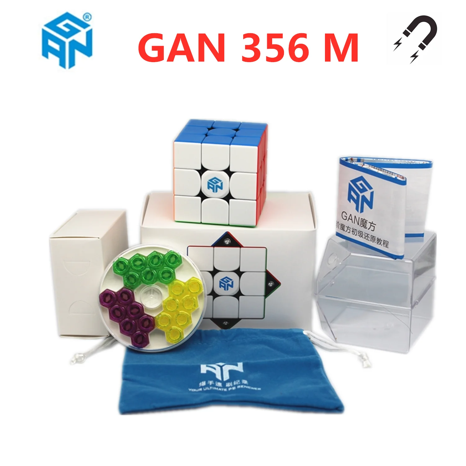 GAN 356 M 3x3x3 Магнитный куб 3x3x 3 скоростной без наклеек GAN356M профессиональный