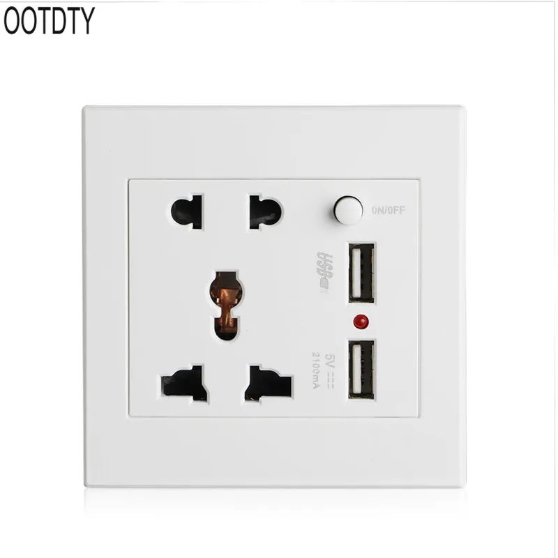 

Socket+2 USB+Switch Wall Socket Charger AC/DC Power Adapter Plug Outlet Panel