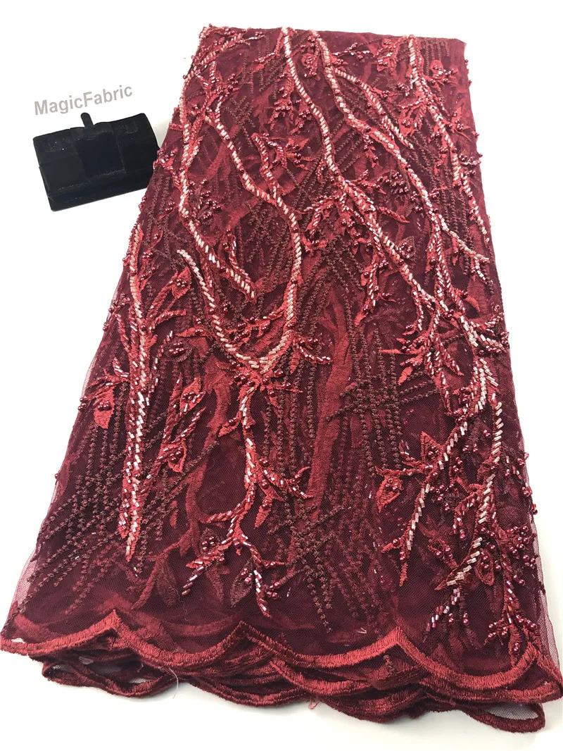 3D кружевная ткань вышитая дентель аппликация с блестками бисерная ткань ручной работы из нигерийской кружевной ткани H0217