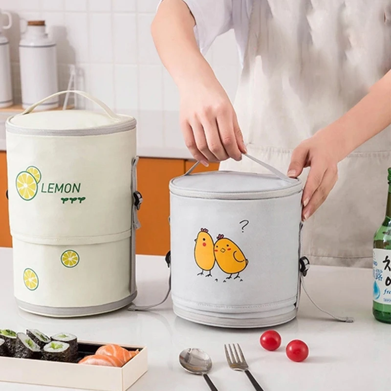 

MABULA Unisex Expandable Reusable Round Cooler Container Large Capacity Waterproof Insulated Lunch Bag for Work School Picnic