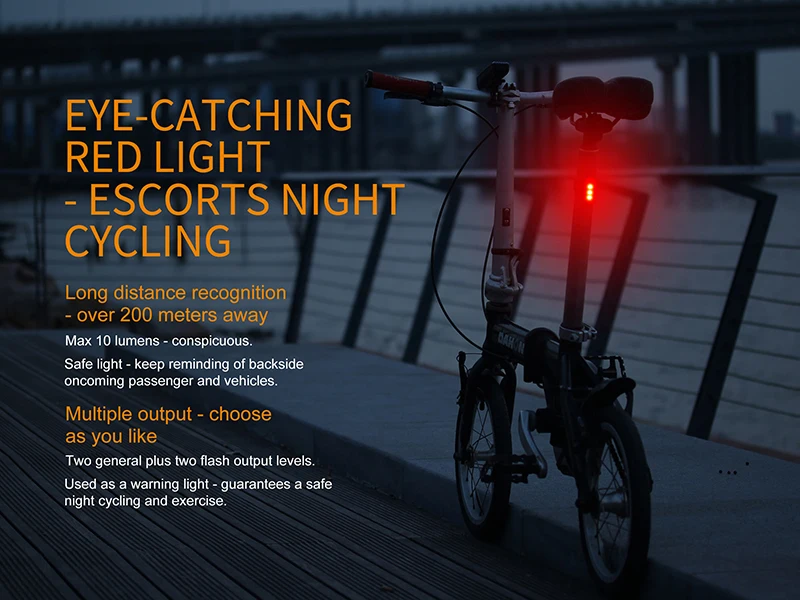 Fenix BC05R красный светильник usb type C Предупреждение задний светильник для бегущего велосипеда