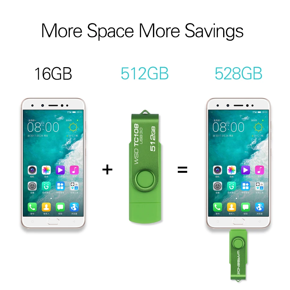 Wansenda-unidade Flash Usb Stick para Android tipo c e pc Pen Drive Usb 3.0 64gb 32gb 128gb 256gb - Imagem 3