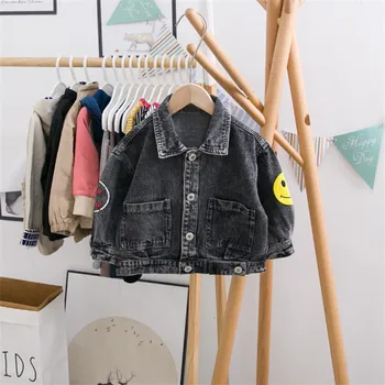 

1 2 3 4 5 Years Kids Jackets Casual Korean Denim Jacket For Girls Kids Clothing Toddler Boys Outwear Letter Printing Baby Coats