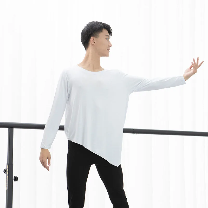front irregular man Tops Latin dance Tops modern Dance Loose Male teacher tops DA029 dance shirts