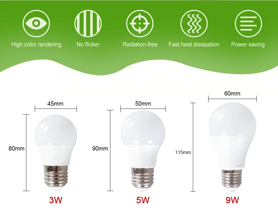 FOXGBF 3W 5W 7W 9W 12W 15w 18W LED bulb light E27 AC 220V cold:warm light:natural light indoor lighting chandelier bedroom2