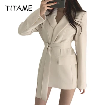 

TITAME Women Long Sleeve Jacket Office Ladies Coat Lace Up Notched Formal Outwear Suits Dress Elegant Tops Outwear Jackets