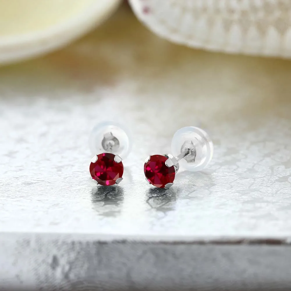 Ювелирные изделия из рубина GemStoneKing 1 20 Ct круглые 5 мм красные серьги гвоздики