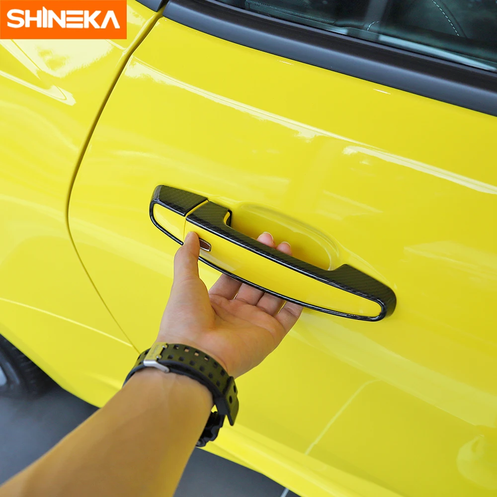 

SHINEKA Car Stickers for Chevrolet Camaro Carbon Fiber ABS Exterior Door Handle Cover Decal for Chevrolet Camaro 2017+