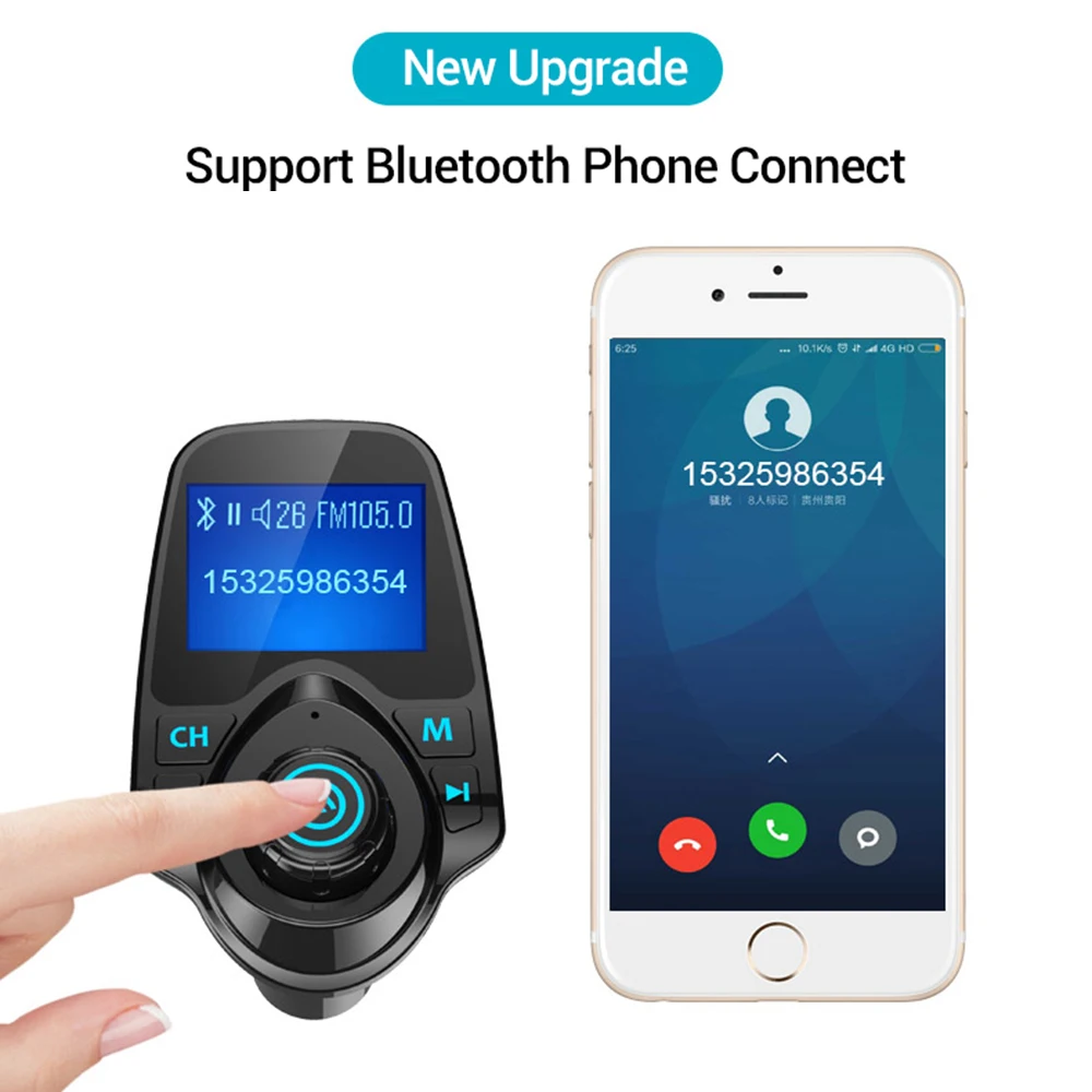 Carrmovil беспроводной Bluetooth Автомобильный fm-передатчик громкой связи автомобильный комплект ЖК-дисплей Автомобильный MP3-плеер fm-модулятор с 2.1A USB зарядное устройство