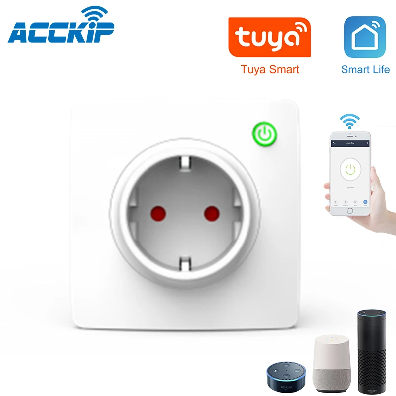 EU Wall Socket ACCKIP Европейская стандартная настенная розетка через IOS Android Tuya APP пульт дистанционного управления для умного дома EU Настенная розетка Wifi умная розетка - Цвет: EU Wall Socket