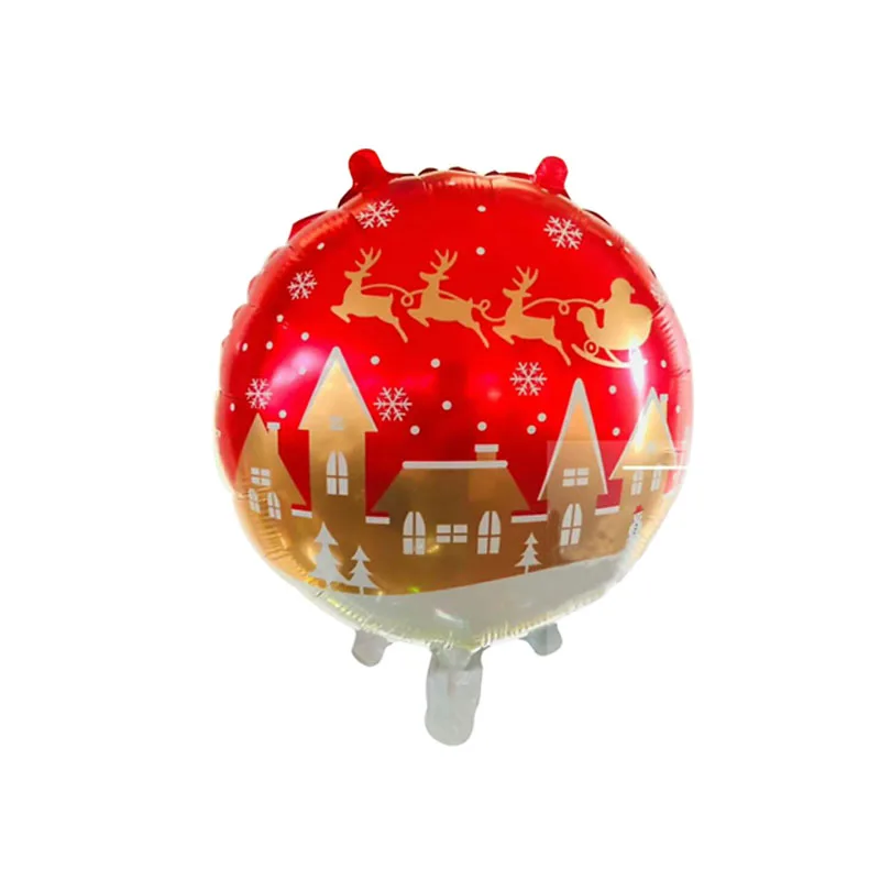 10 шт. 18 дюймов круглые рождественские украшения из фольги шары Санта-Клаус Снеговик Рождественская елка шар Рождественские шары надувные игрушки - Цвет: round 1