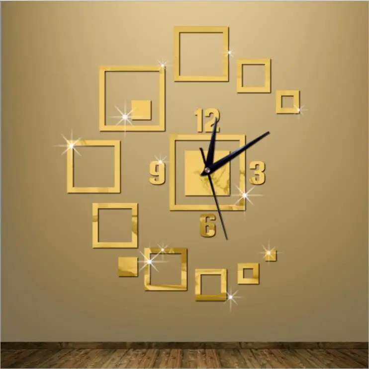 

Diy Creative Mirror Wall Clock Box Mirror Clock 3D Acrylic Living Room Wall Clock