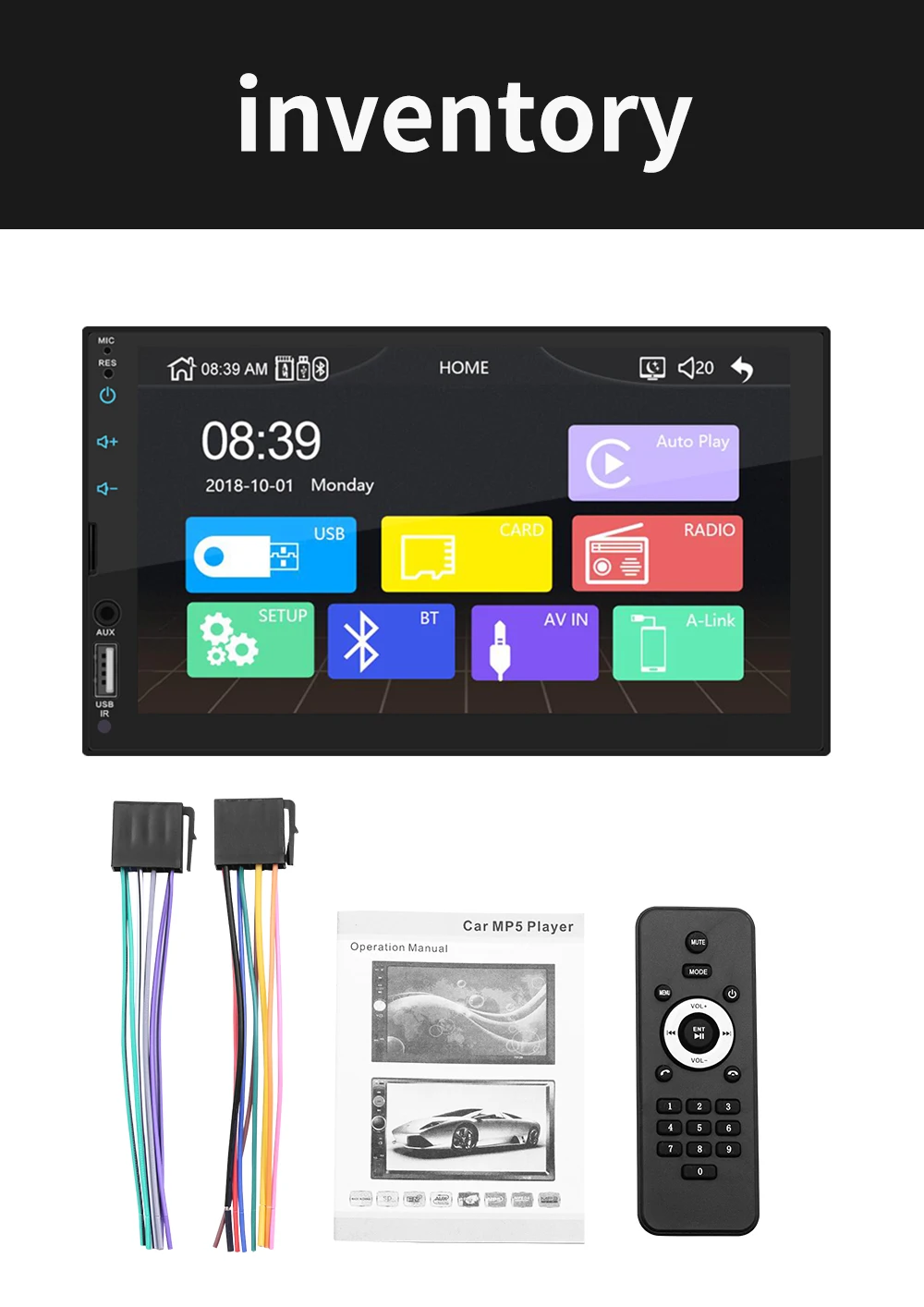 Автомагнитола 2 Din Bluetooth Автомобильный мультимедийный плеер авторадио Mirrorlink обратное изображение поддержка камеры заднего вида автомобиля стерео FM/TF/USB