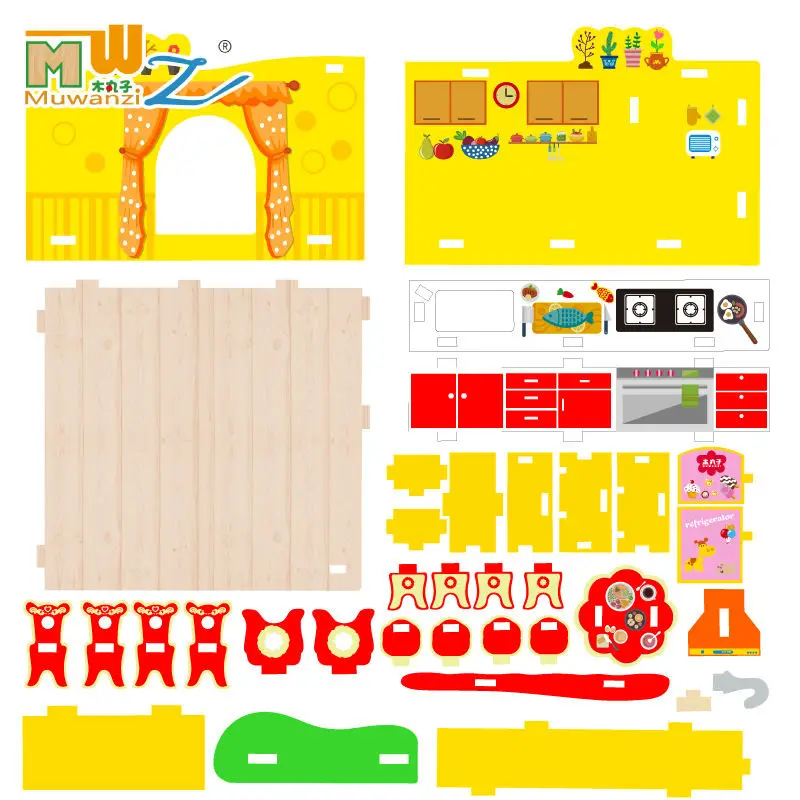 Детские игровые блоки, игрушки для девочек, игровой домик мечты, кухонная утварь и посуда, Детские деревянные игрушки/подарок