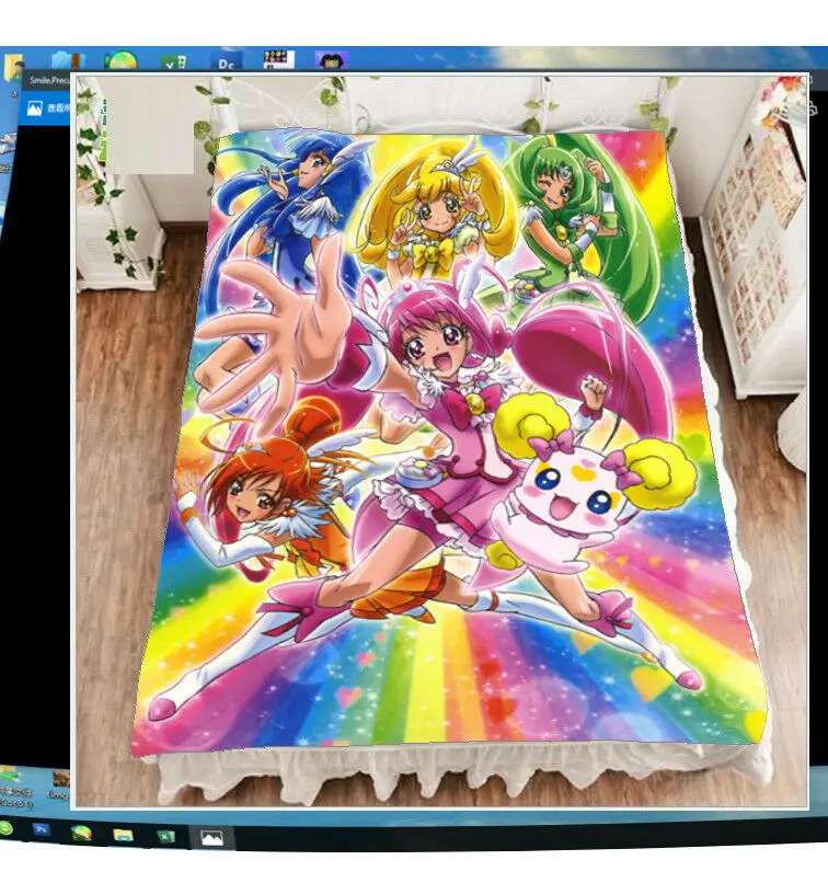 Кровать в стиле аниме простыня. Pretty Cure Precure Animate. Одеяло блестящее светящееся 79X59 дюймов