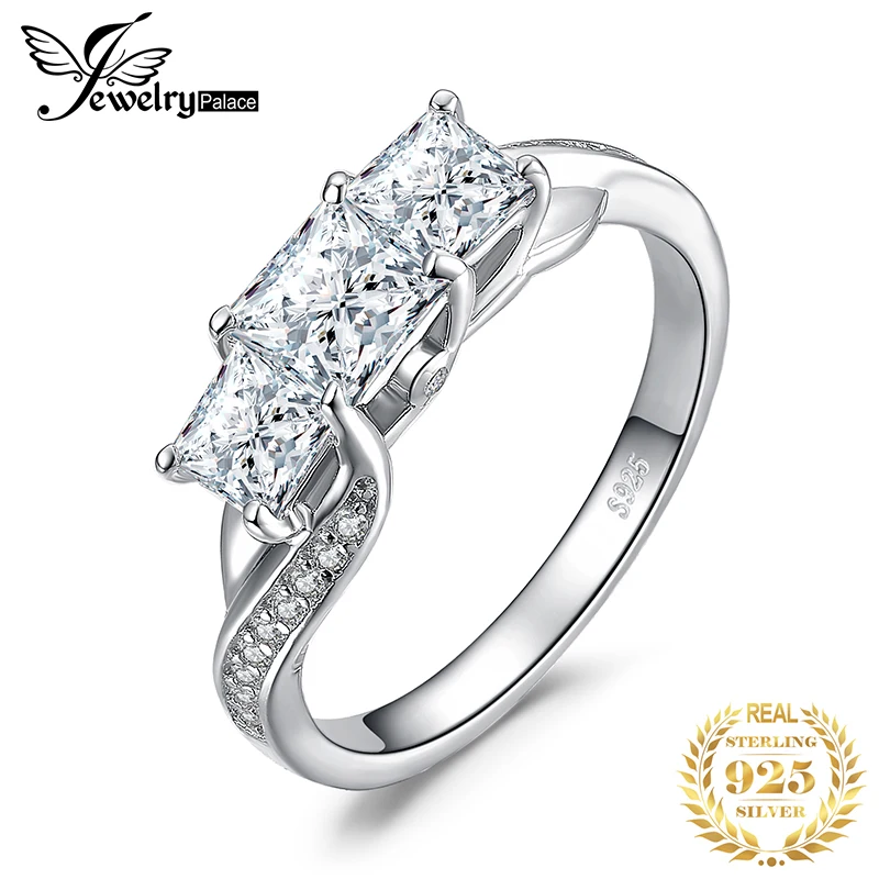 JewelryPalace витой CZ проложить группа 3 камень 0.5ct принцессы с кубического циркония