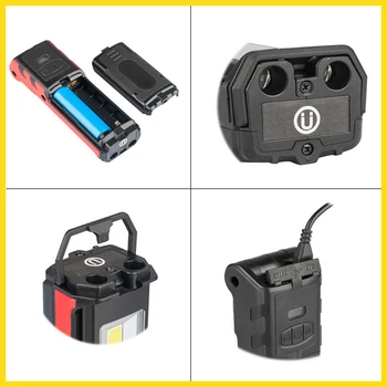 

Magnetic USB Rechargeable COB LED Work Light Dimmable Flashlight Inspection Lamp with Hook Power Bank 2000mAh 18650 Battery