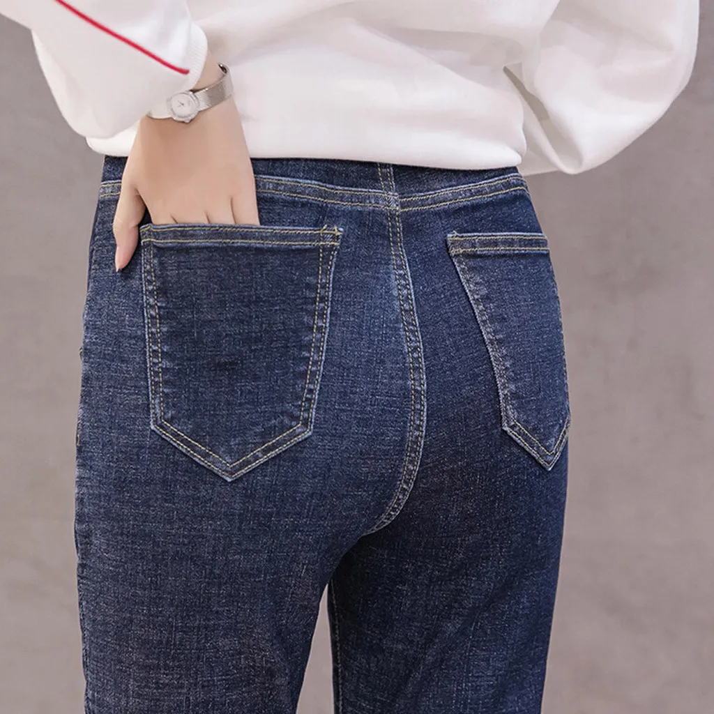 Maternity clothes Winter Women Pregnant Maternity Solid Abdominal Trousers Prop Legging Jeans Pregnancy ropa embarazada#3