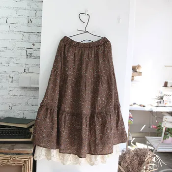 

2020 new fashion casual women's clothing Floral cotton lace midi skirt