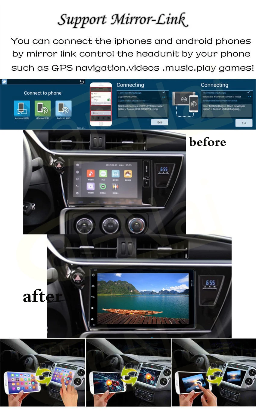 Perfect Android 8.1 Car Radio 2 Din GPS Navi for Toyota Corolla Auris Fortuner Auris innova 2017 2018 RDS WIFI BT 5