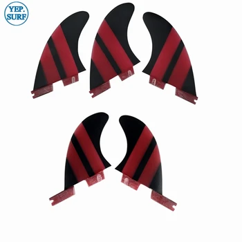 

Surfboard FCS2 G5+GL fins Clear/Red color Surf Fibreglass fin Tri-quad fin set in Surfing