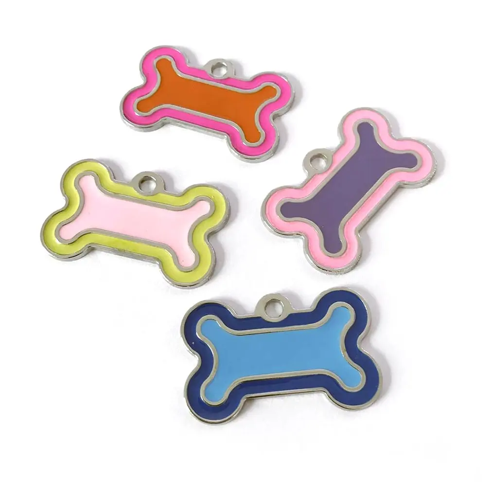 Dog ID Tag Engraved Metal Customized Pet Tags Small Large Dog Accessories Personalized Bone Paw Name Tag Plate Collar Decoration