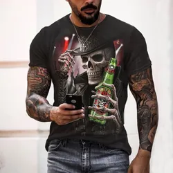 2021 verão sportswea novo crânio impressão 3d impressão personalizada camiseta masculina harajuku casual topo de tamanho grande