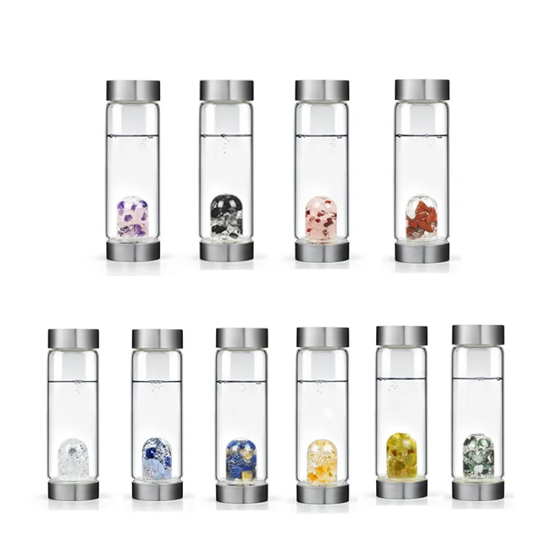 600ml Creative Gemstone Water Cup Natural Crystal Energy Bottle Glass Healing Free Shipping WB1089 | Дом и сад