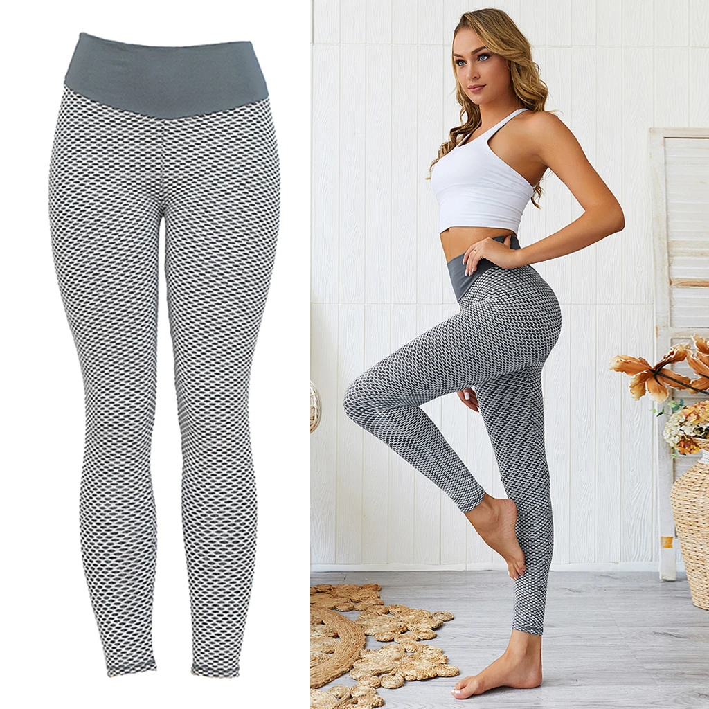 Womens Textured High Waist Yoga Pants Running Gym Leggings Push Up Sports Tights Butt Lifting Leggings Workout Tights Pants