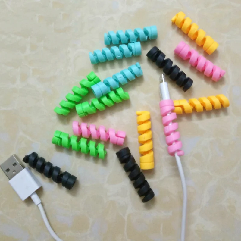 

2Pcs Silicone Spiral Charging Line Protector For Phone USB Charger Cable Cord Creative Charging Wire Protector Drop shipping