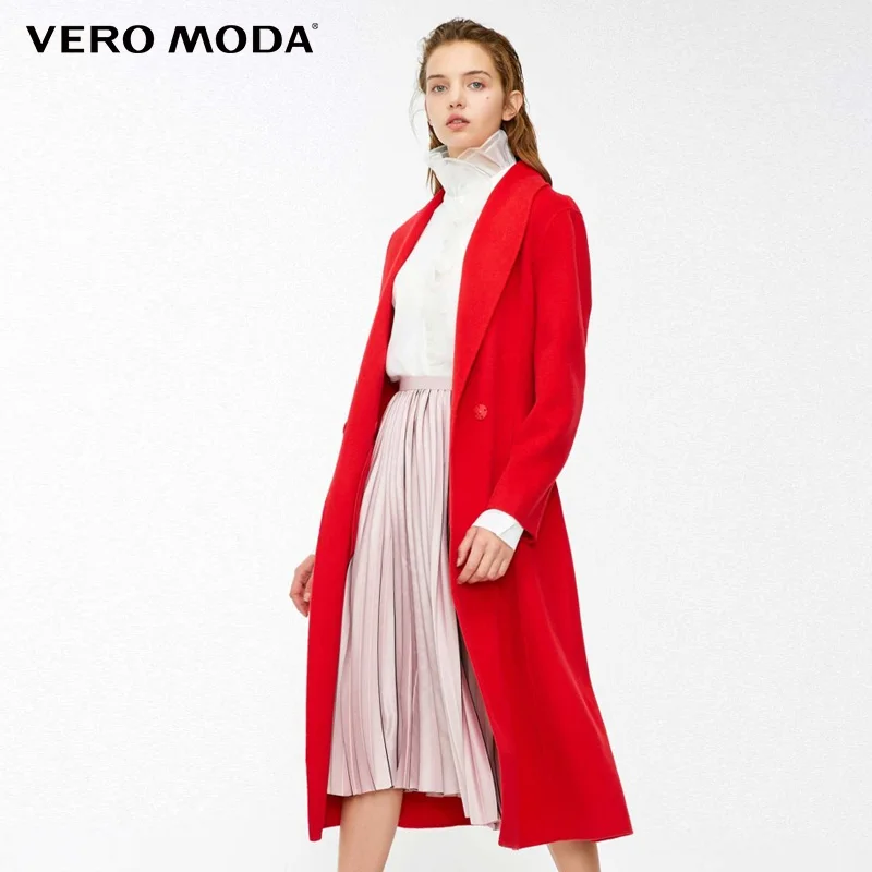 Vero Moda женские лацканы тонкий длинный минималистский шерстяное пальто | 318327548