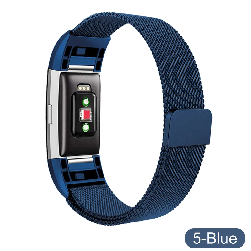 Миланская петля ремешок для Fitbit Charge 2 Смарт часы браслет S L Металл Нержавеющая сталь Магнитная Pulseira спортивный браслет - Цвет ремешка: Blue
