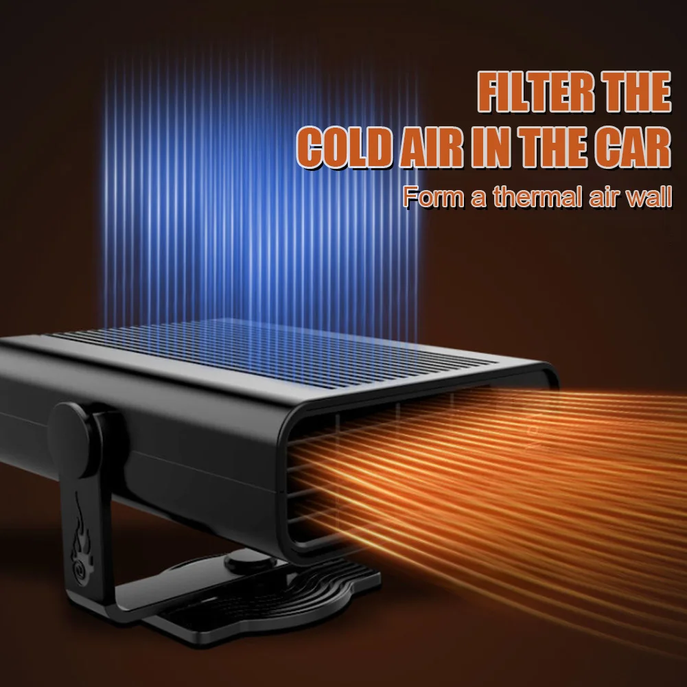 12/24V 500W Portable Auto Car Heater Defroster Demister Electric Heater Windshield 360 Degree Rotation ABS Heating Cooling Fan