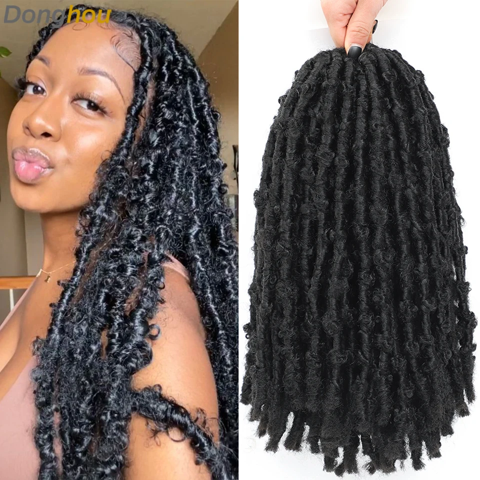 Butterfly Locs Hair 24 Inch Meches Locks Butterfly Distressed Faux Locs Crochet Hair Messy Soft Crochet Braids