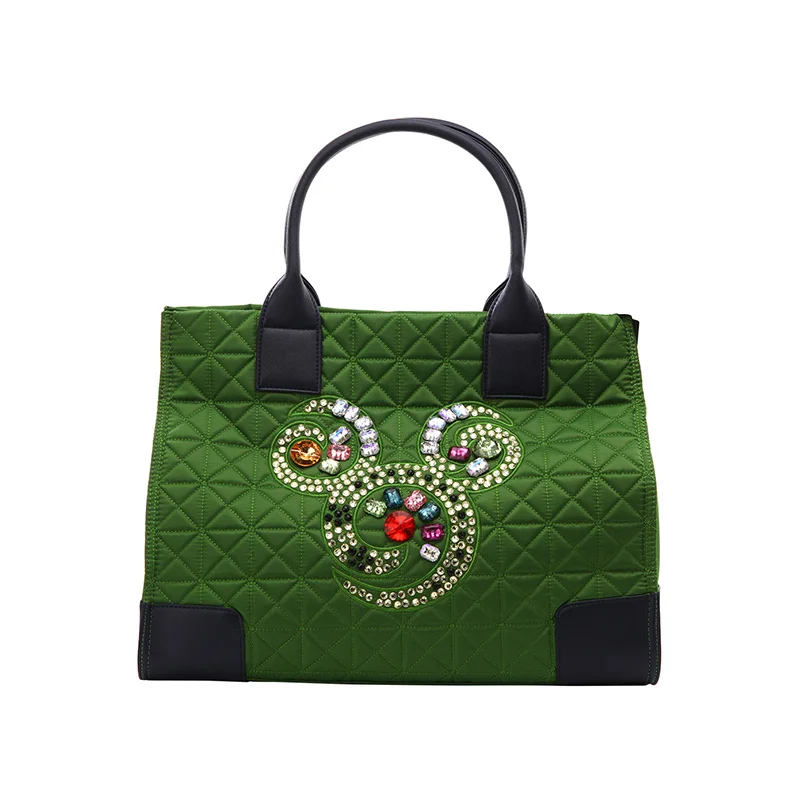 disney натуральная Микки женская сумка на плечо Модная элегантная большая емкость женские диагональные сумки нейлоновая ткань PU женская сумка