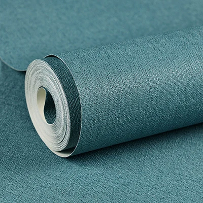 Dark blue Современная короткая однотонная настенная бумага пвх для гостиной, спальни, льняная текстура, водостойкая моющаяся бумага - Цвет: Dark blue