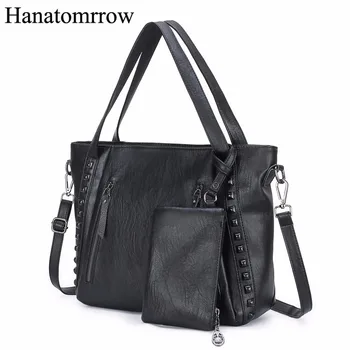 

Famous Brand Women Handbags Pu Leather Soft Ladies Shoulder Bags Purses High Quality 2 Sets Female Large Capacity Ladies Tote