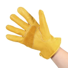 Men's Work Cowhide Gloves Leather Working Gloves Protective Glove Driver Security Non-Slip Protection Wear Safety Welding Gloves