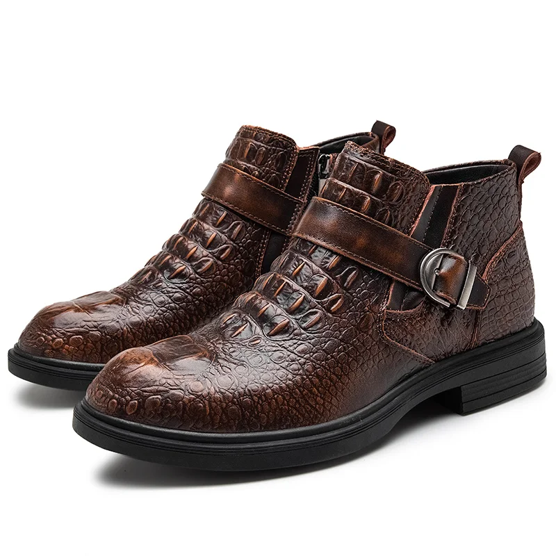 botas de couro genuíno sapatos de crocodilo