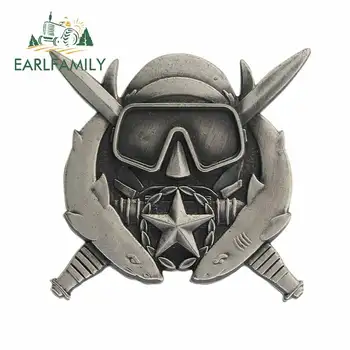 

EARLFAMILY 13cm x 13cm Car Sticker for Army Special Operations Diver Supervisor Vinyl Decal JDM Silver Badge Stickers